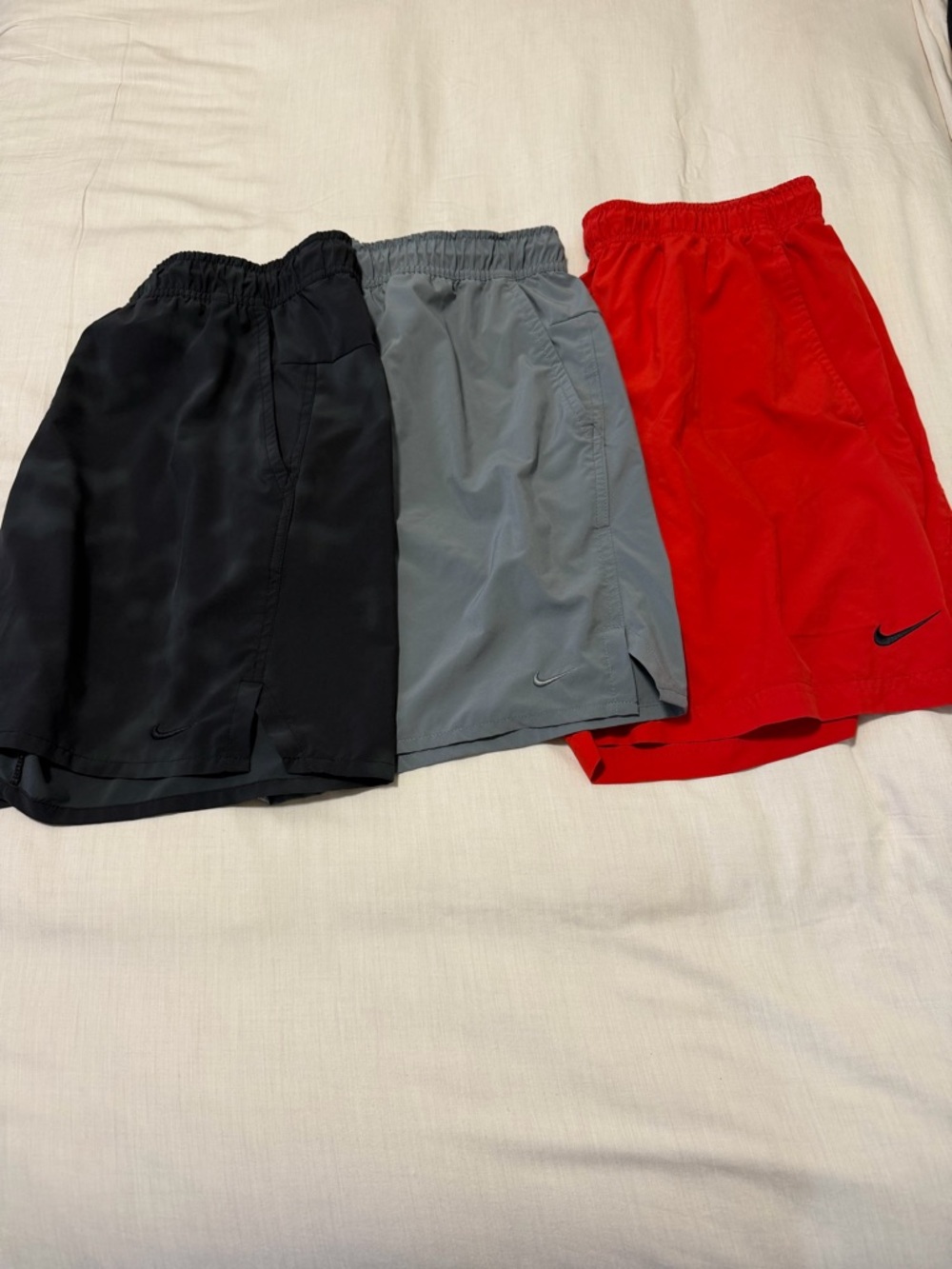 Nike Mens 3 Athletic Shorts - Black, Gray, Red